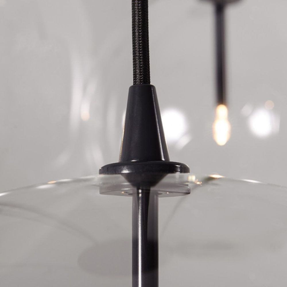 Black gunmetal solid brass chandelier with multiple hanging glass globes