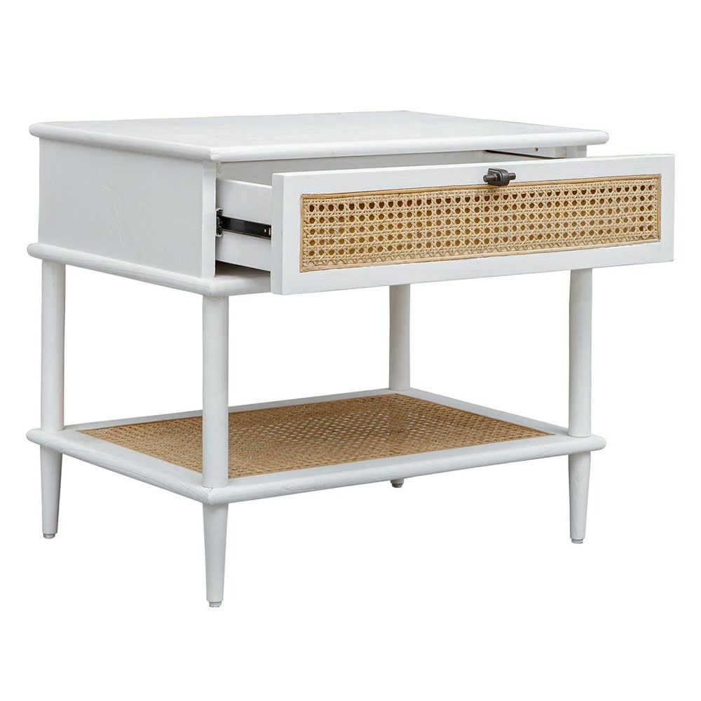 Coast White Rattan Side Table