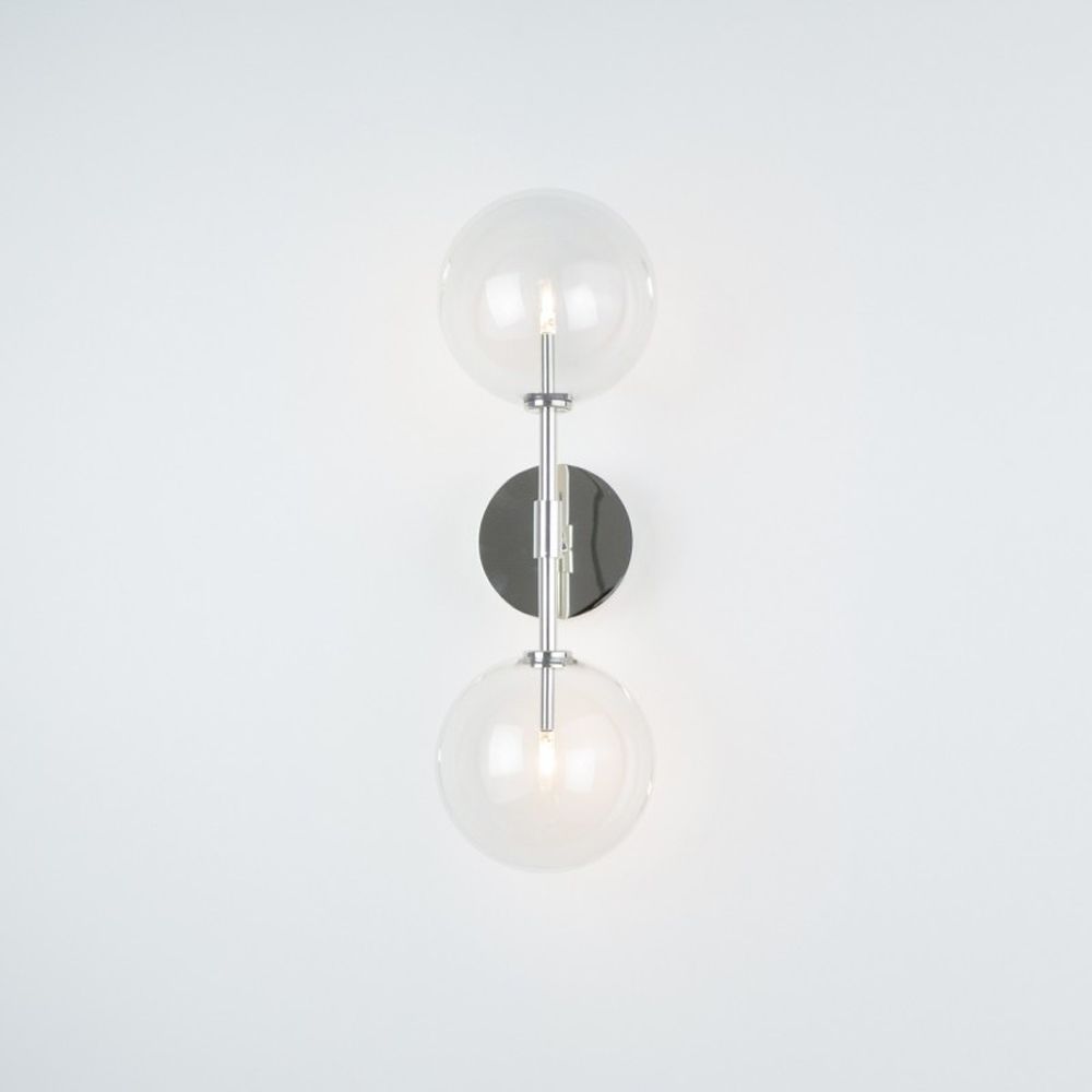 Polished nickel brass double glass globe wall lamp