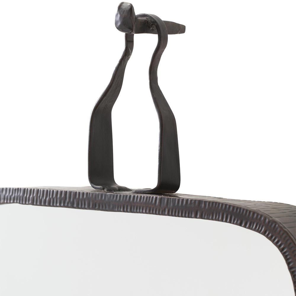 Black edge oblong mirror with hanger detail