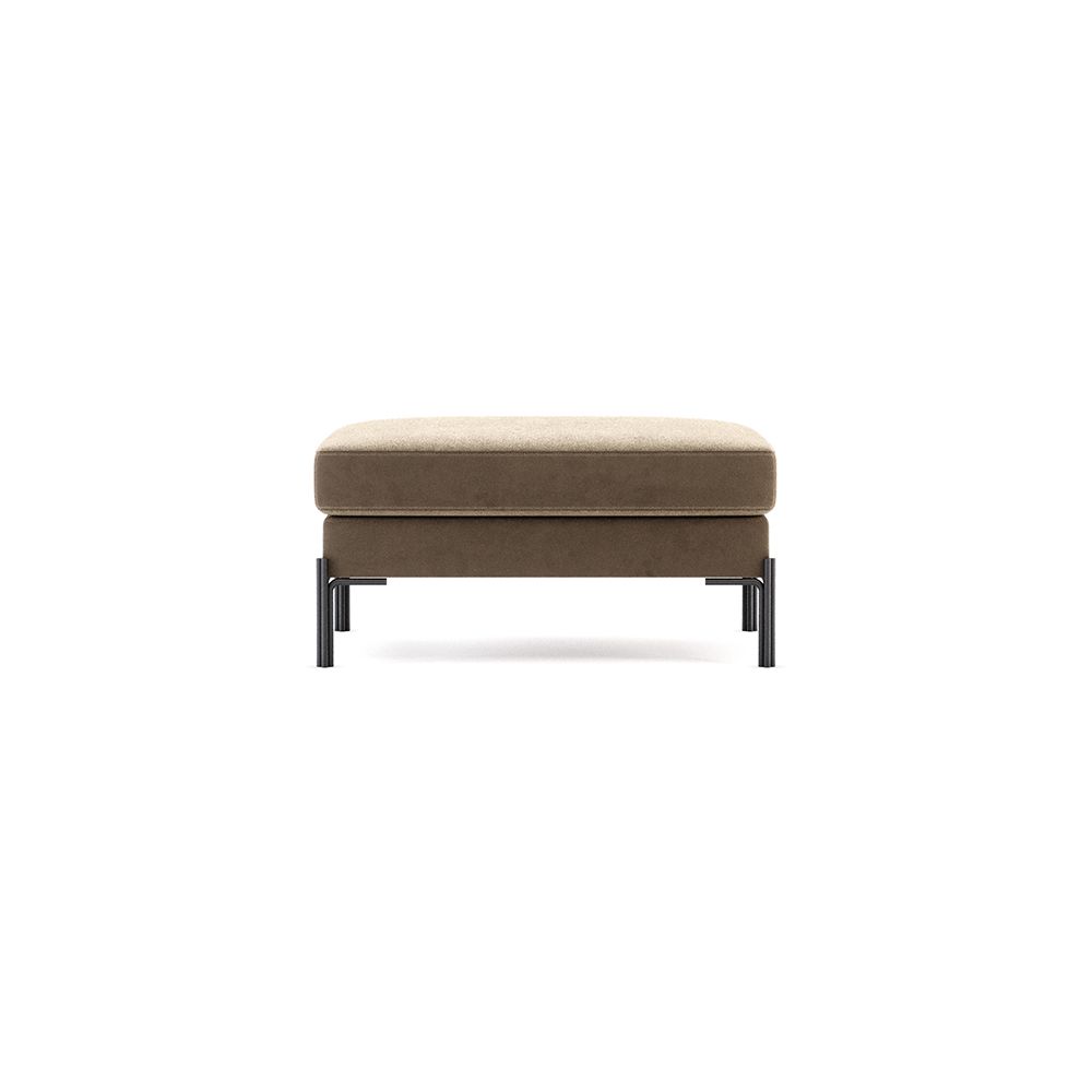 Luxury, velvet upholstered contemporary stool with black finished legs