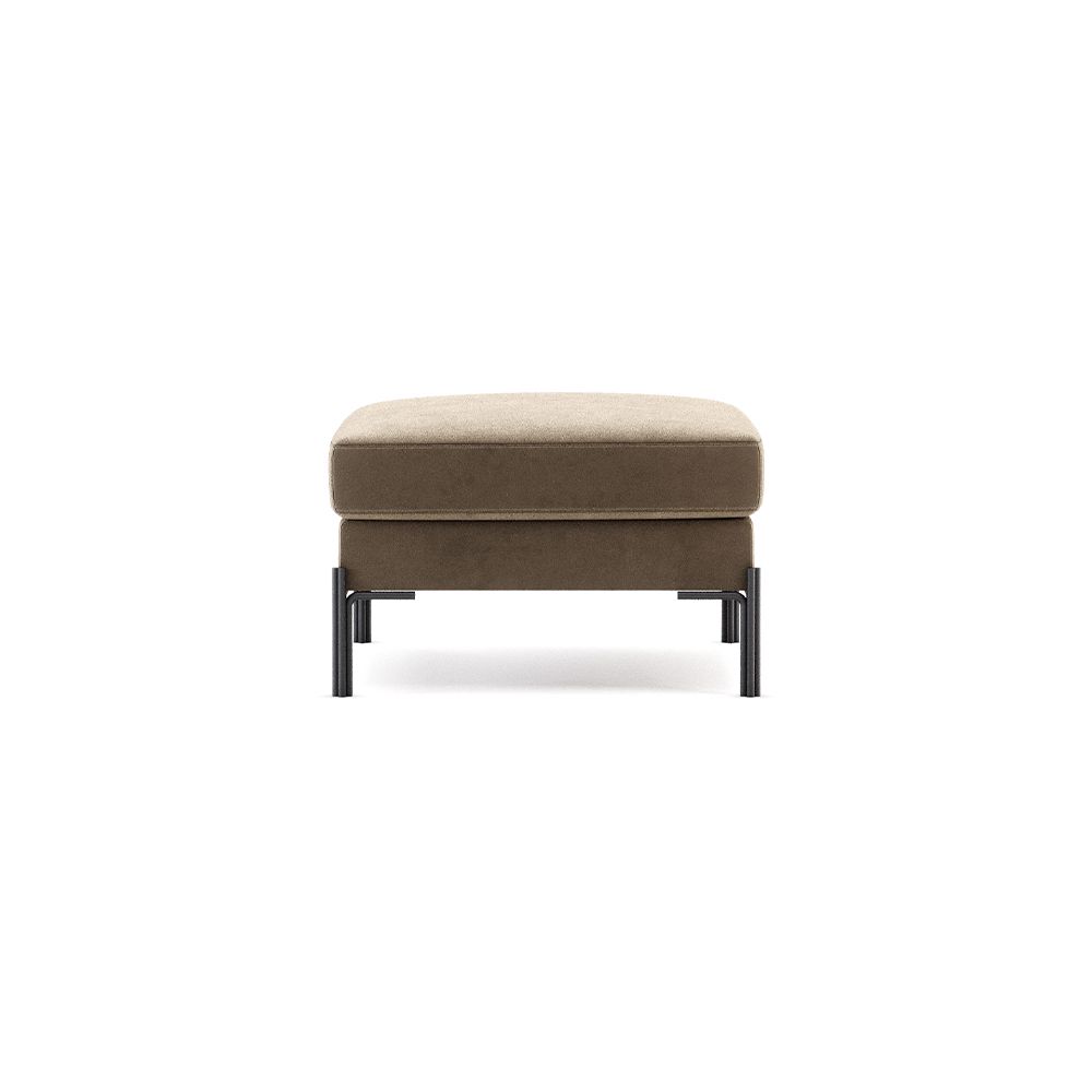 Luxury, velvet upholstered contemporary stool with black finished legs