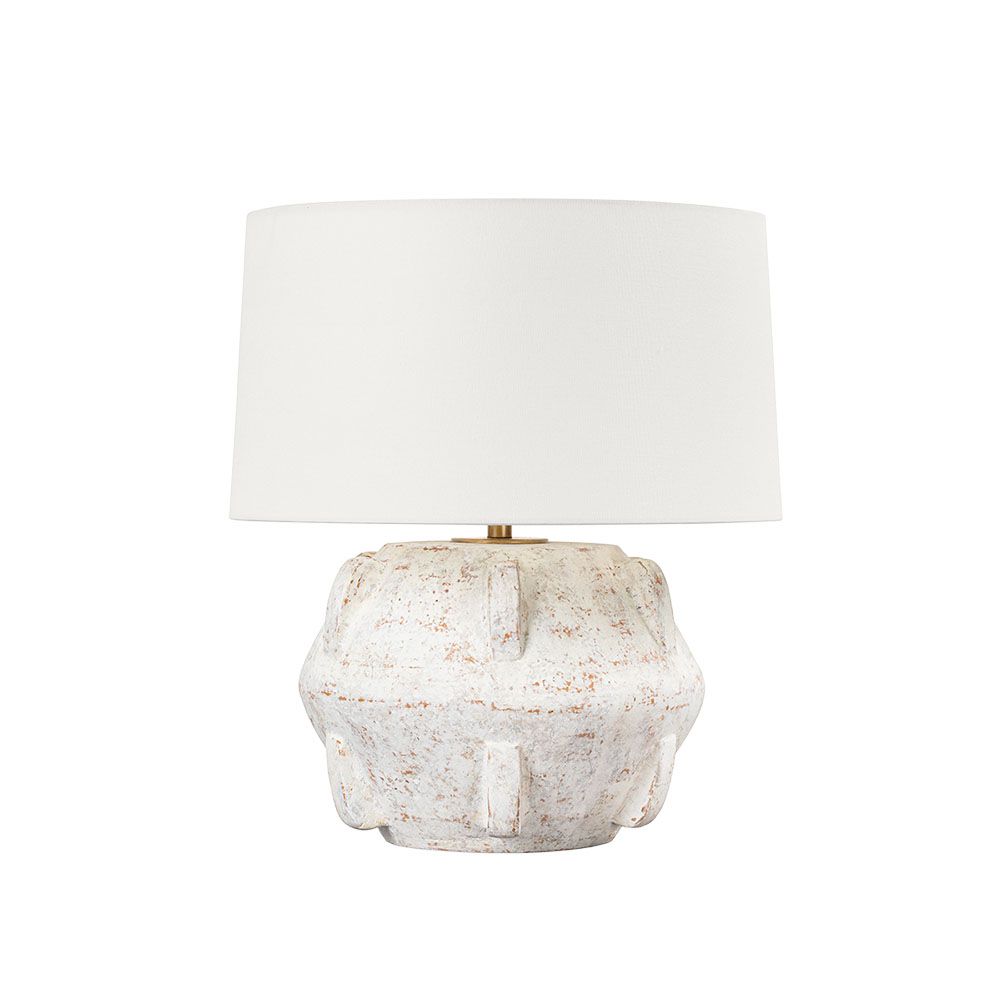 Side lamp with washed white base wide white shade