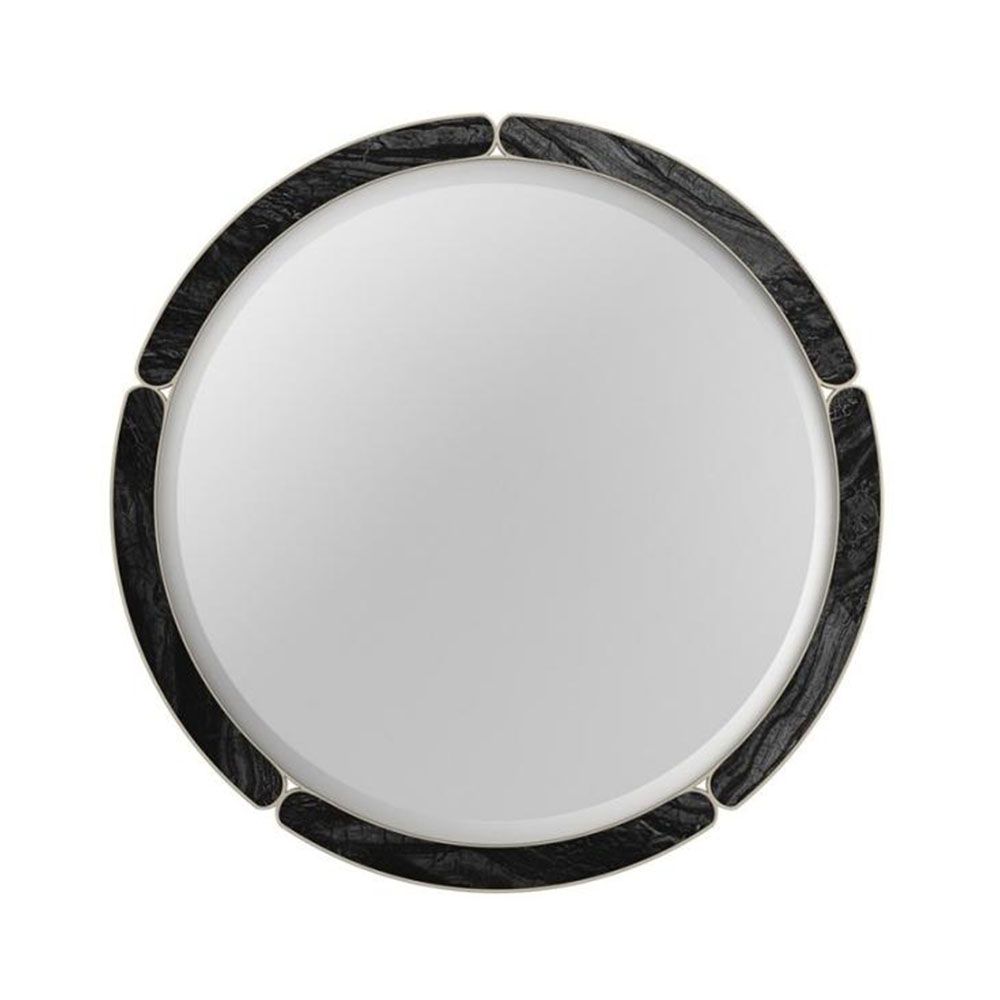 Circular wall mirror with stunning marble segmented frame