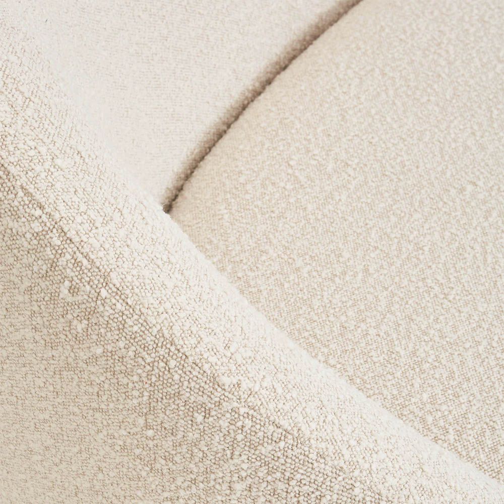 White cream boucle chaise longue with brass legs