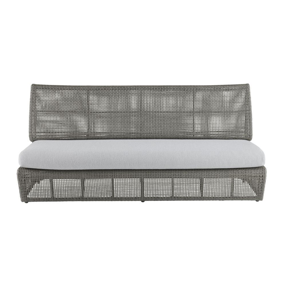 Elevate your outdoor space with the Dupont Outdoor Sofa in Porpoise Bouclé. Stylish, comfortable, and weather-resistant for ultimate relaxation.