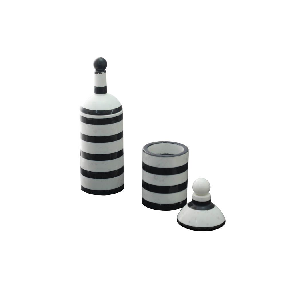 Black and white stripy jar