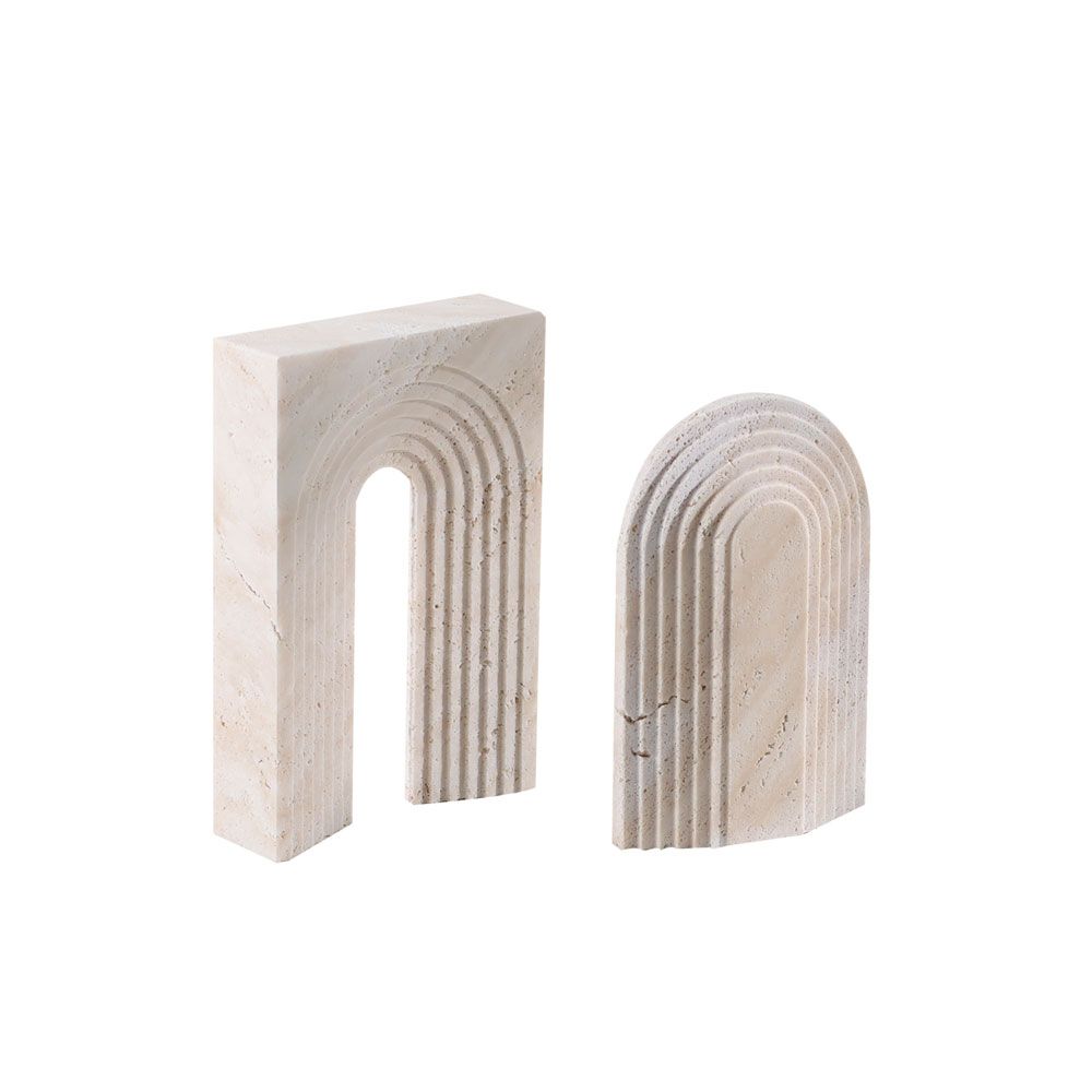 Hollowed layered arches in a travertine style sculpture