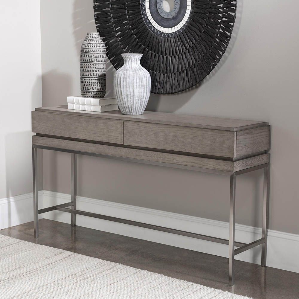 Grey oak console table sale