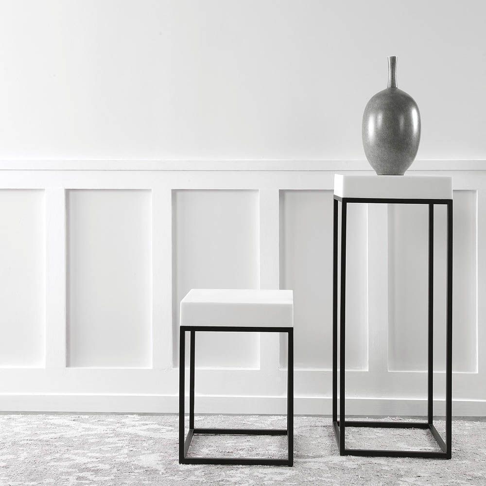 White marble store accent table