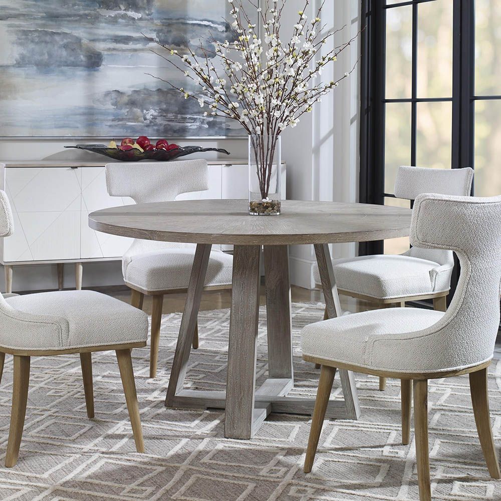 White and wood 2025 round dining table