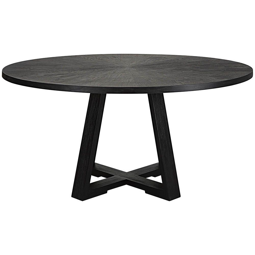 Simple round dining table in black finish