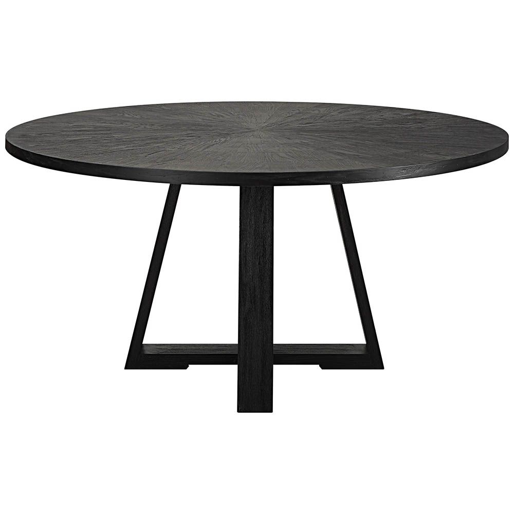 Simple round dining table in black finish