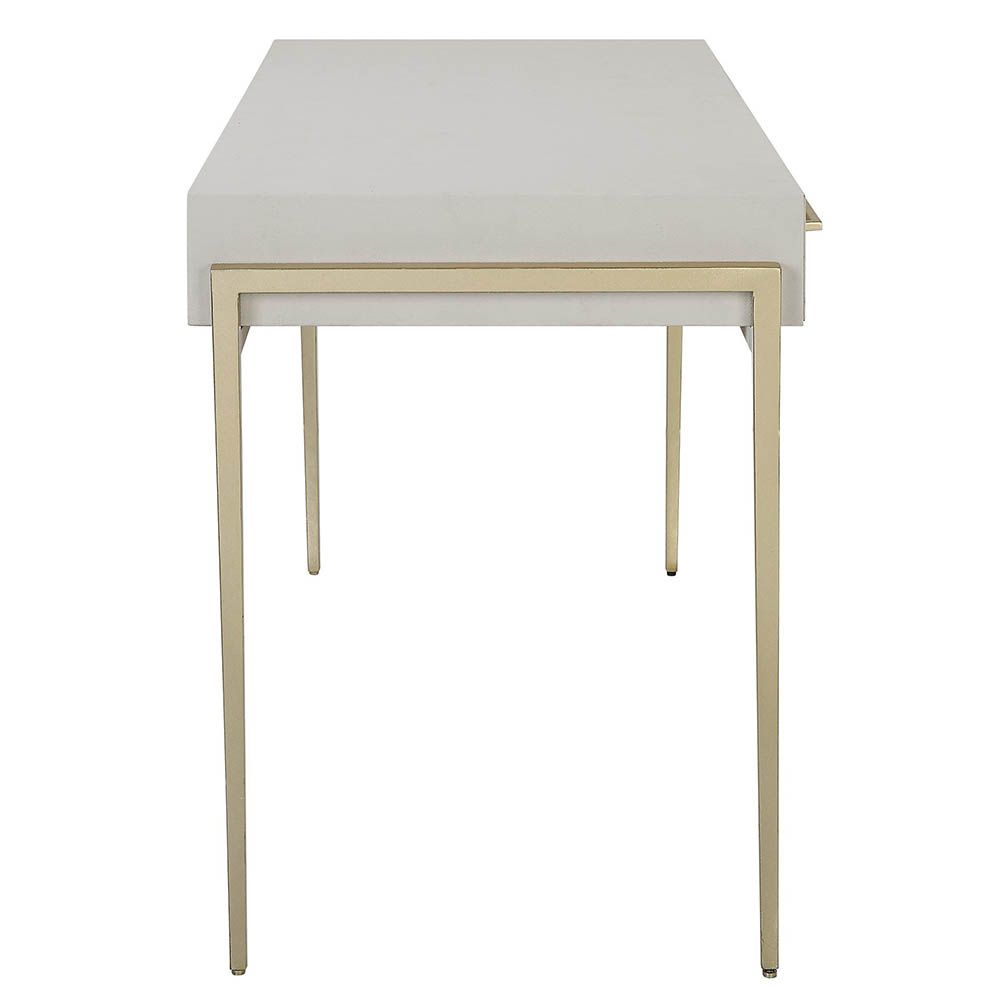 Sleek and elegant console table/desk with gentle brass accents