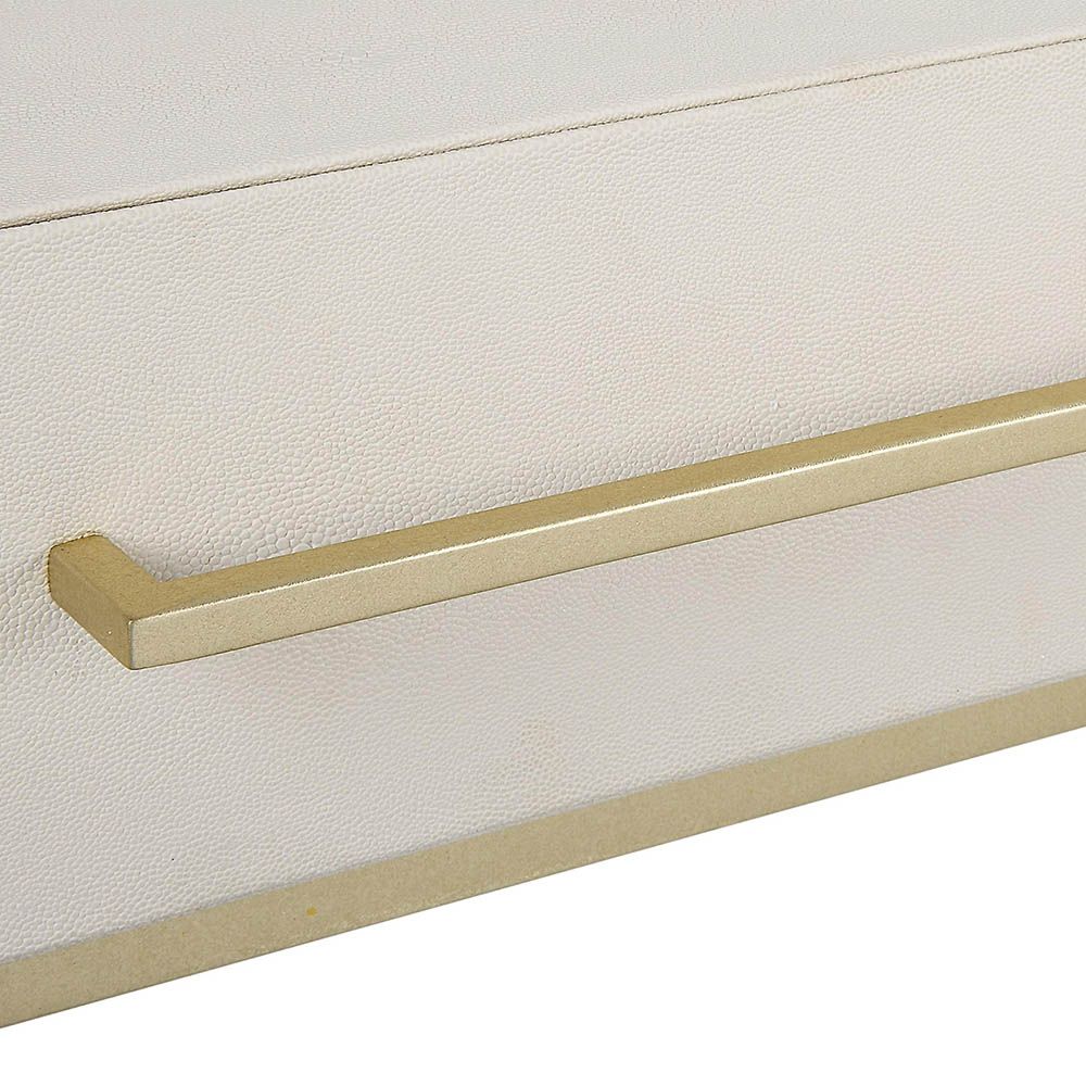 Sleek and elegant console table/desk with gentle brass accents