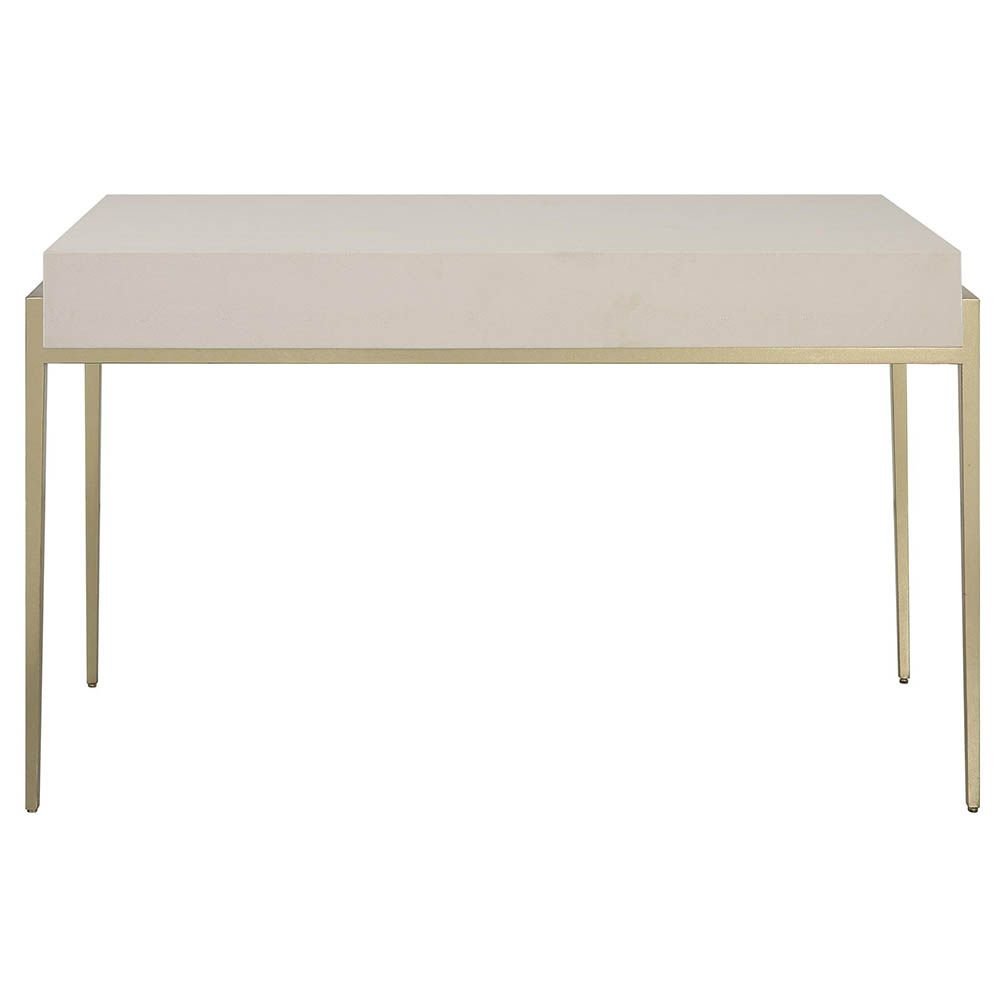 Sleek and elegant console table/desk with gentle brass accents