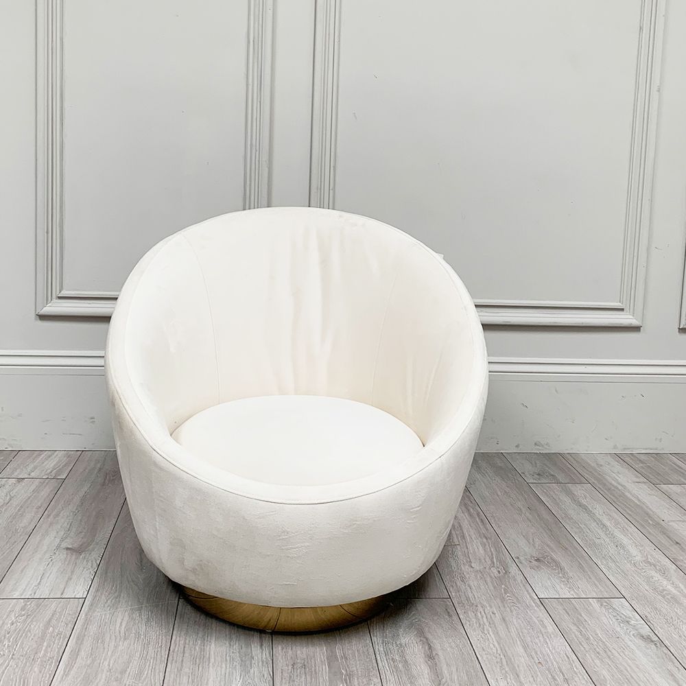 Clearance - A stunning white swivel/rocking chair with a golden base