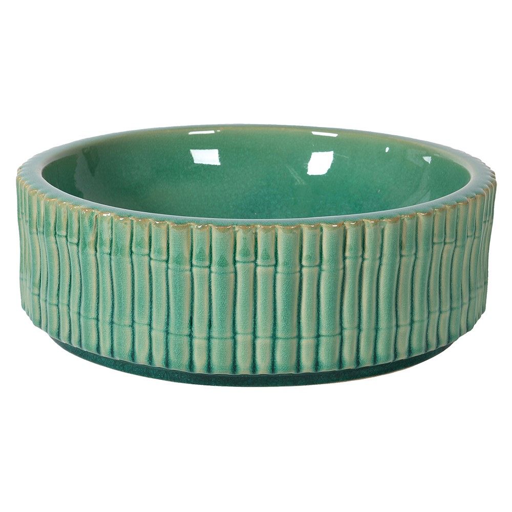 Green bowl with bamboo edging
