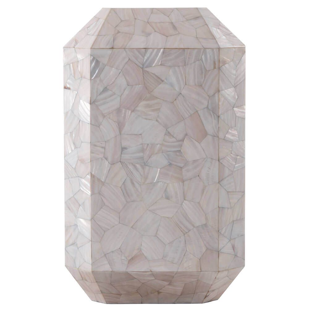Light ivory/grey geometrically pearlescent side table 