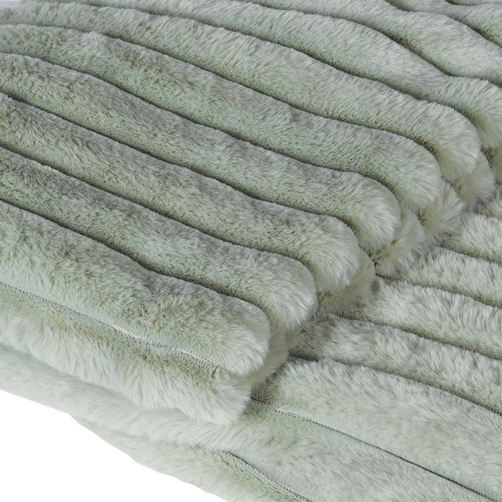 Jolie Faux Fur Ribbed Throw - Green