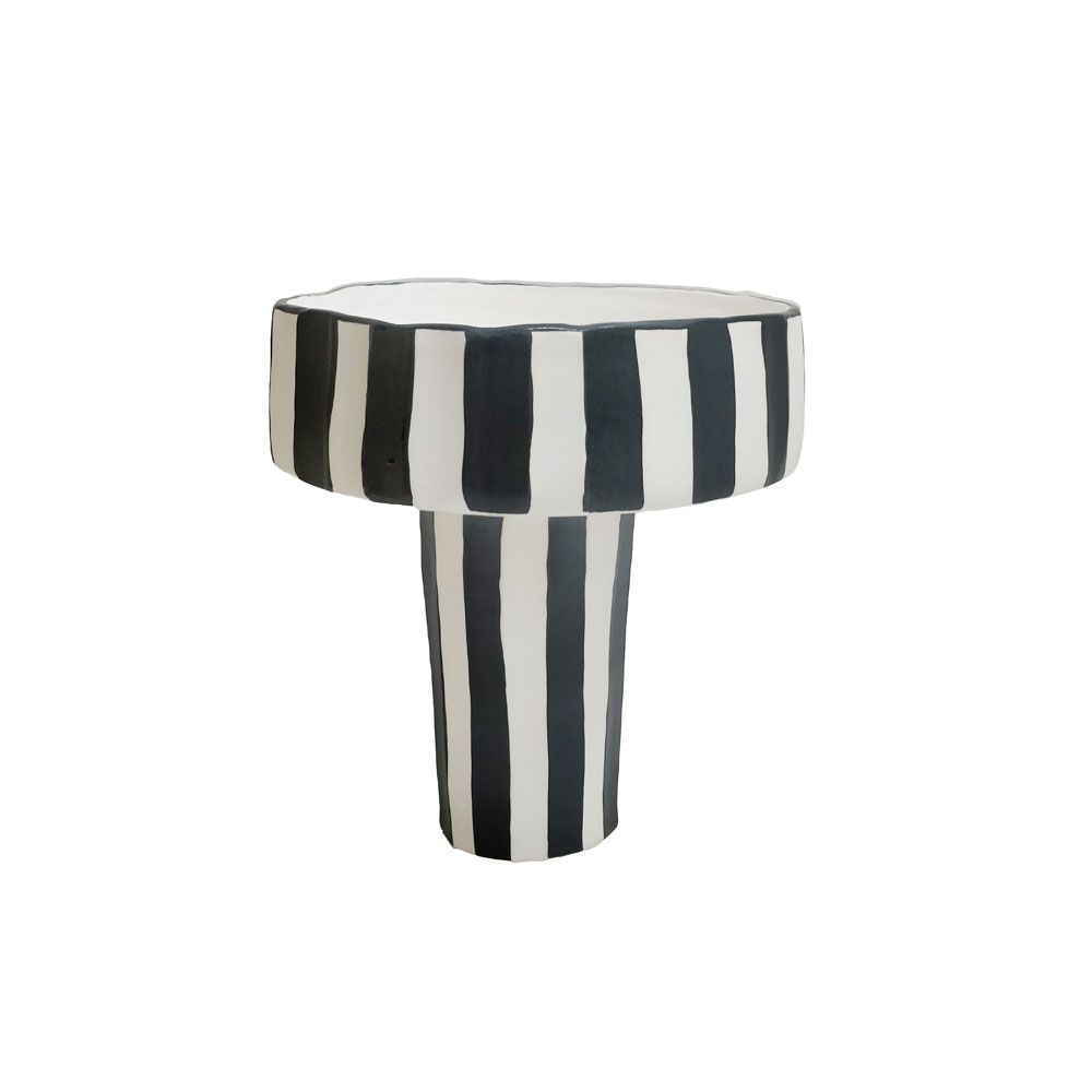 Black and white tall striped bowl