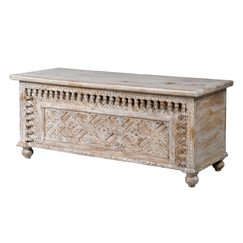Lazuli Carved Storage Box Ottomans Blanket Boxes Sweetpea