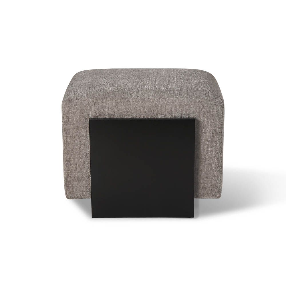 Elegant stool upholstered in bennet grey with block ash wood base