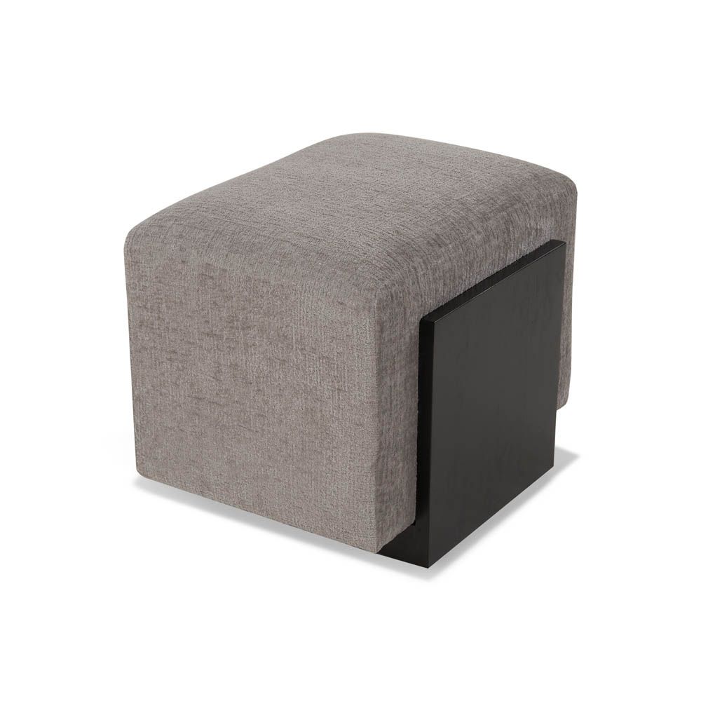Elegant stool upholstered in bennet grey with block ash wood base