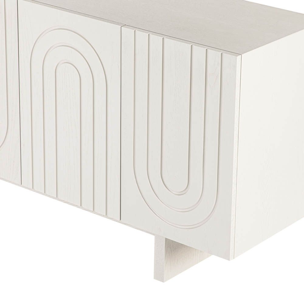White finish sideboard with silvery inlay arch details