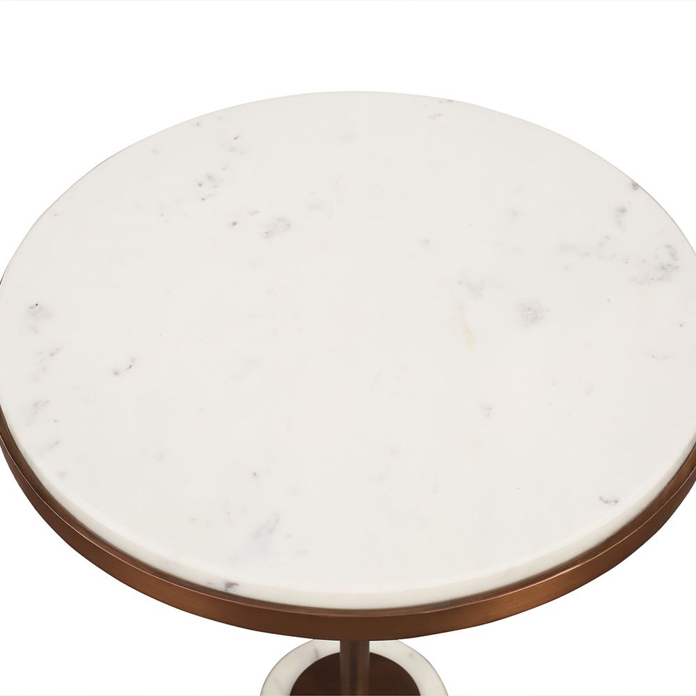 Notto Side Table - White Marble & Antique Bronze - Set of 2