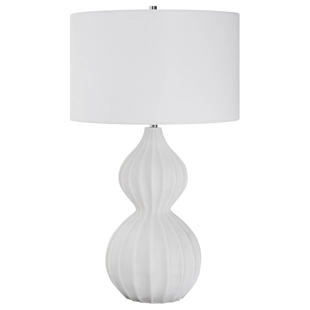 Curvaceous marble side lamp with three-dimensional details
