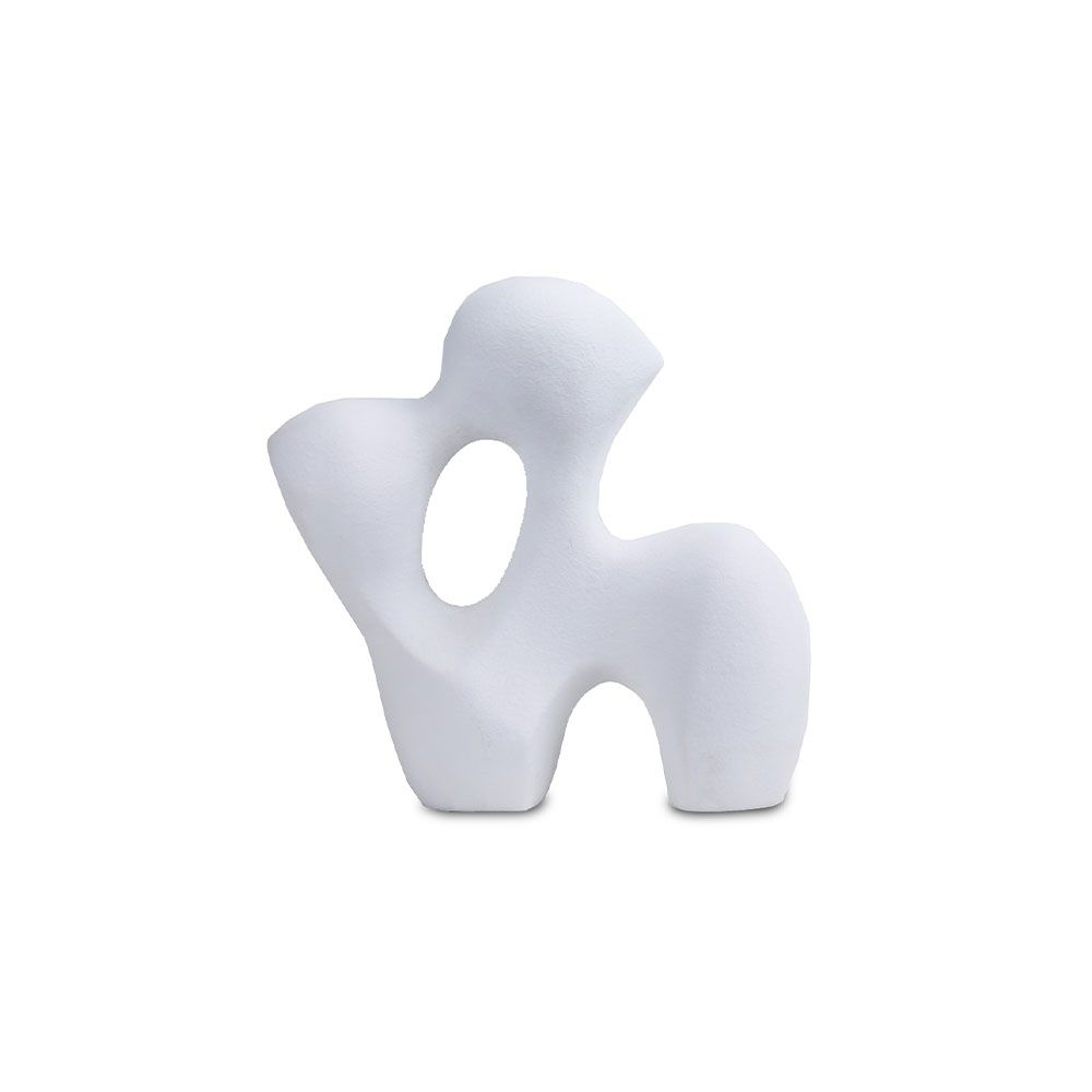 Elegant white resin sculpture in sculptural, curved design