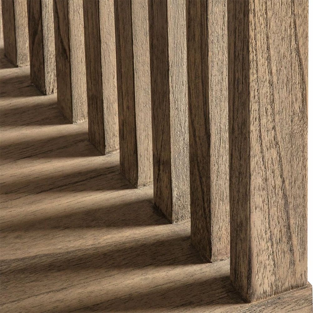 Square wooden side table with slatted sides
