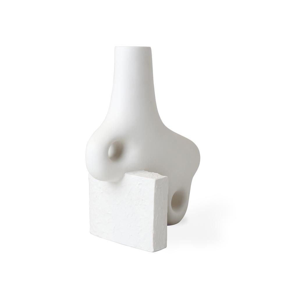 Matte porcelain decorative sculpture with smooth and rough texture