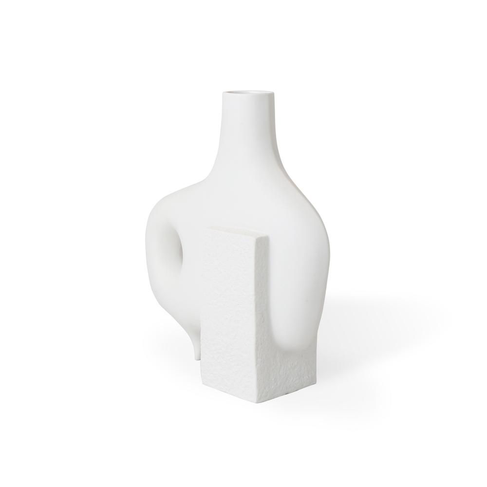 Matte porcelain decorative sculpture with smooth and rough textures