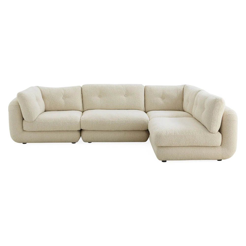 Upholstered boucle corner modular sofa