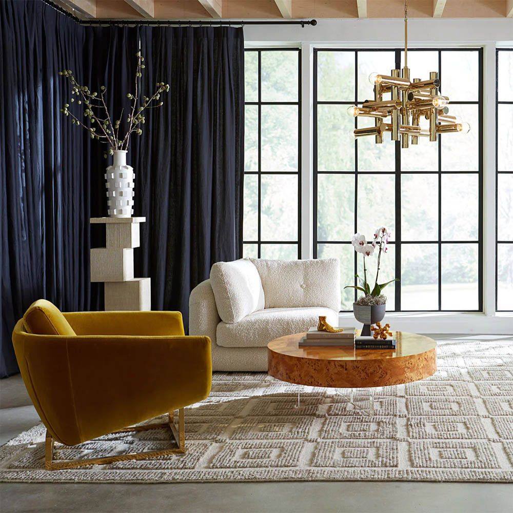 Boucle upholstered beige corner sofa piece