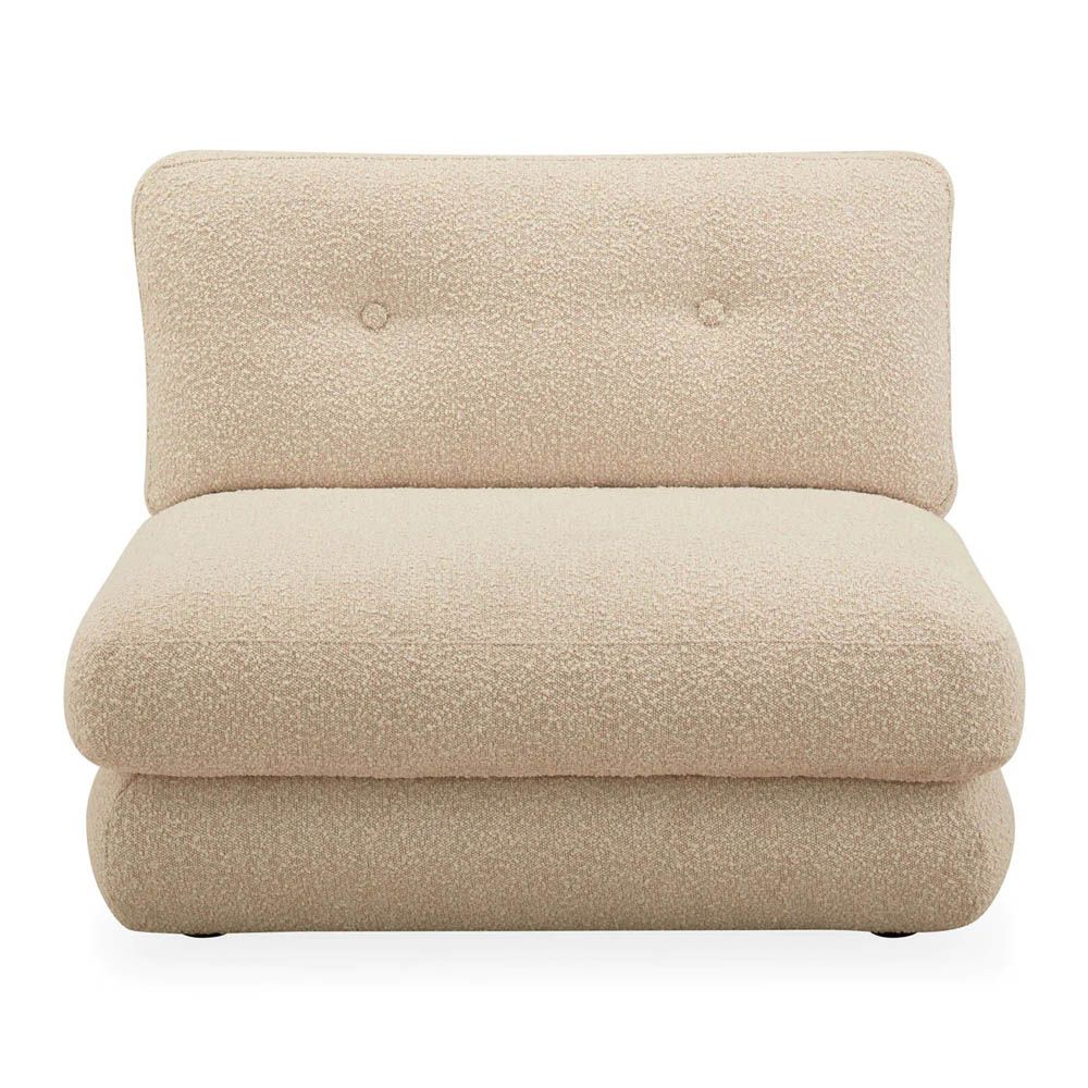 Cream boucle armless modular sofa piece 