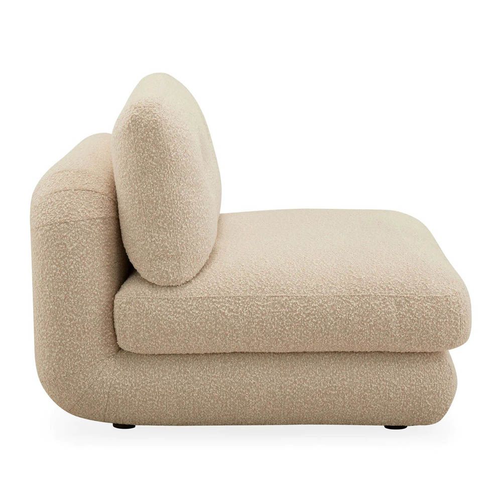 Cream boucle armless modular sofa piece 
