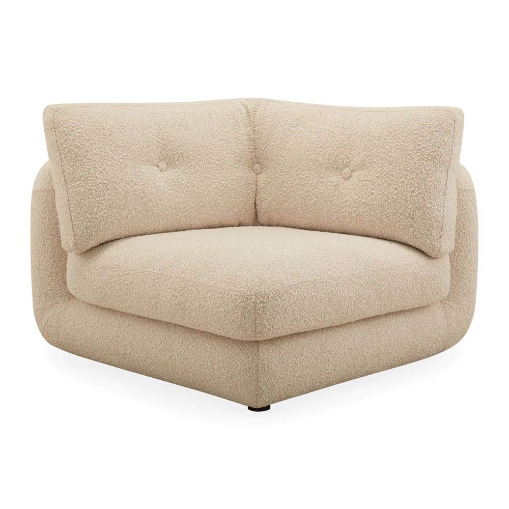 Boucle upholstered beige corner sofa piece