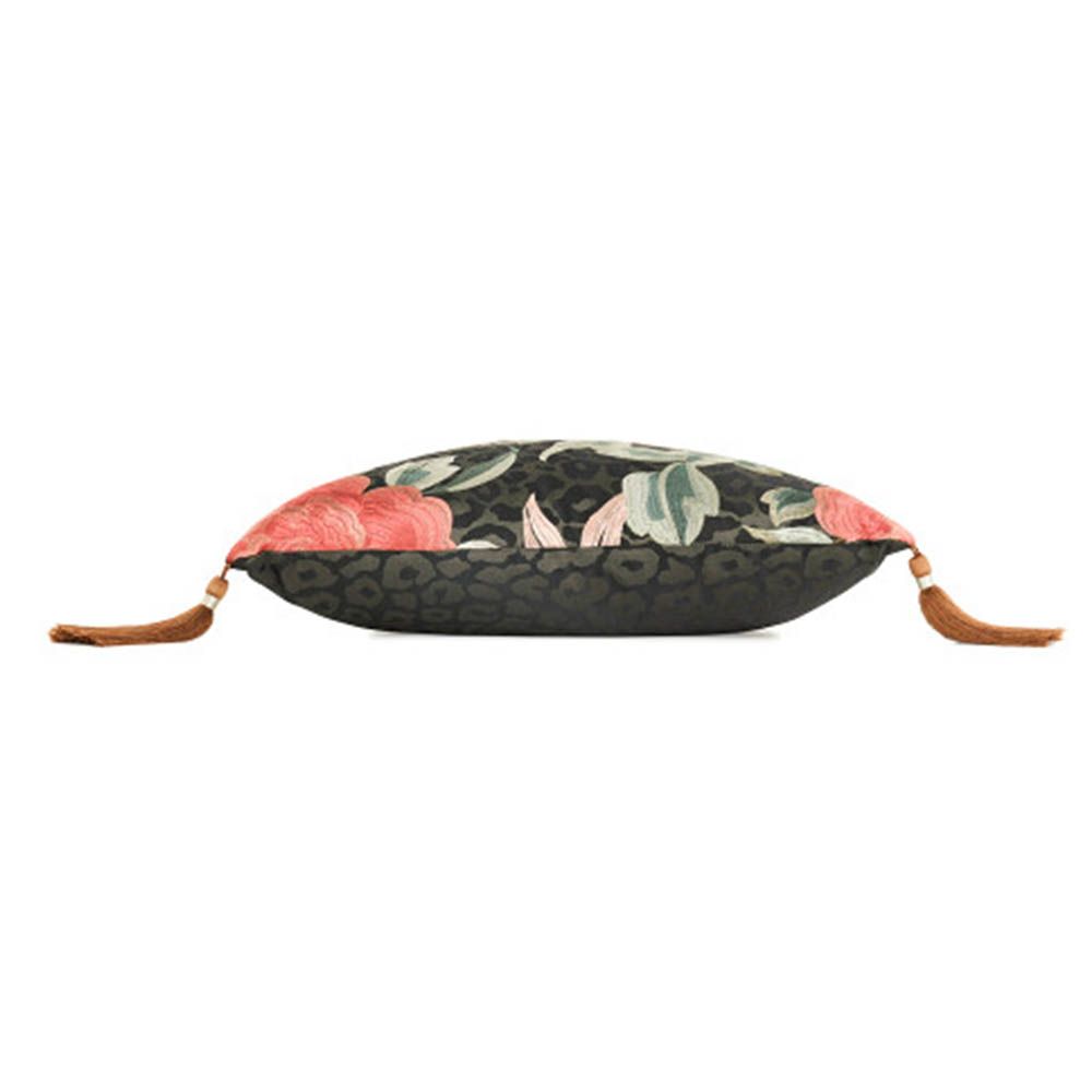 Floral cushion with tassels
