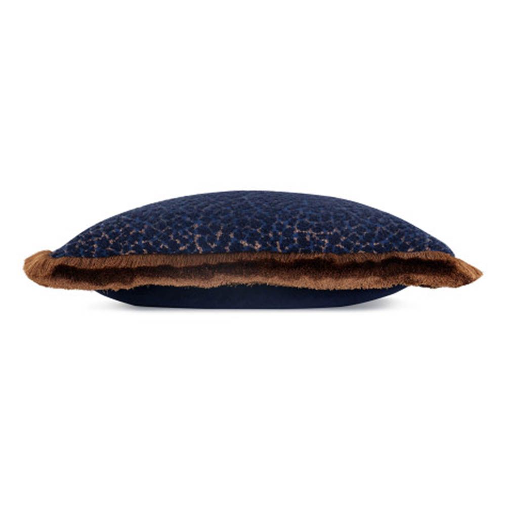 print brown and blue woven cushion