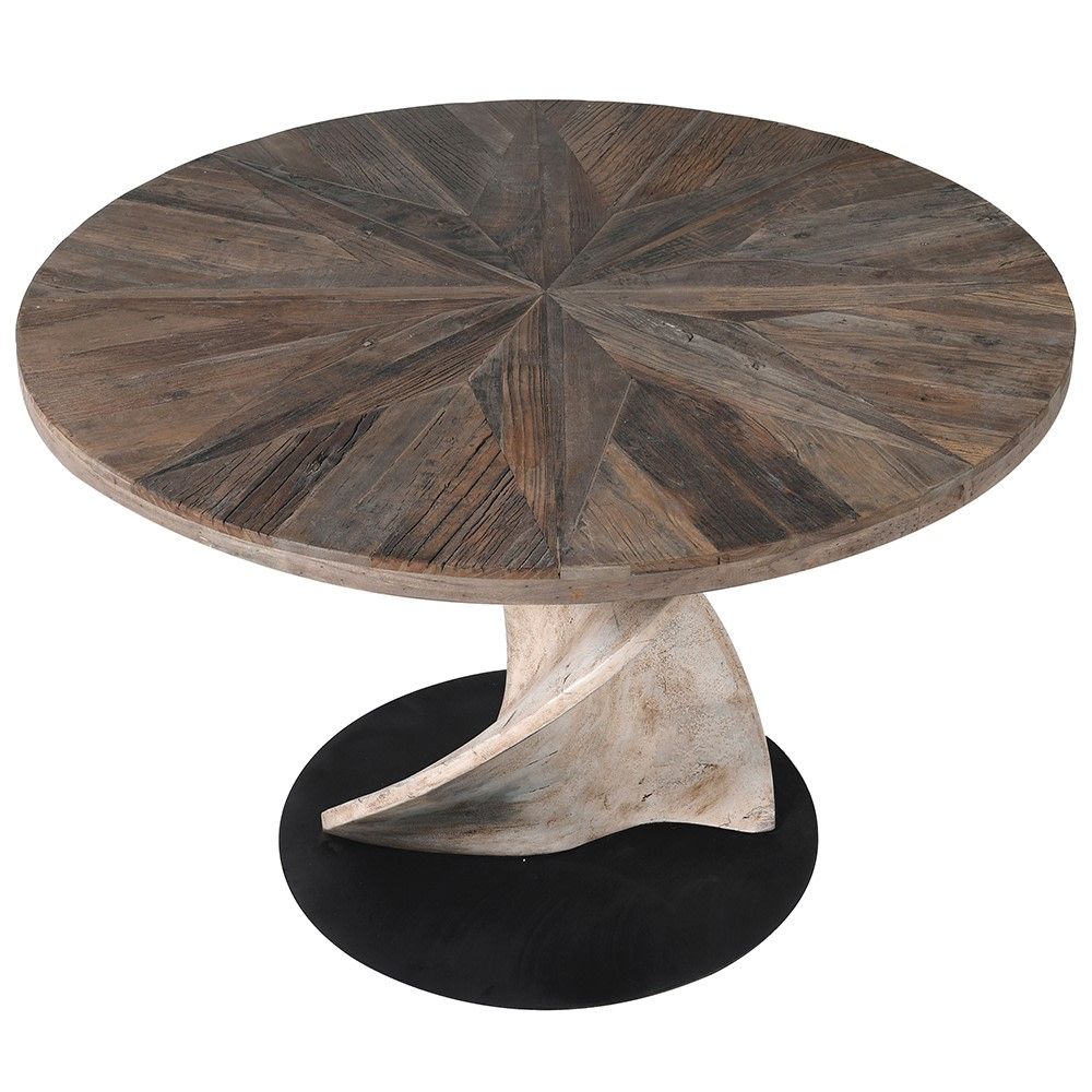 Circular dining table with twisted plinth base