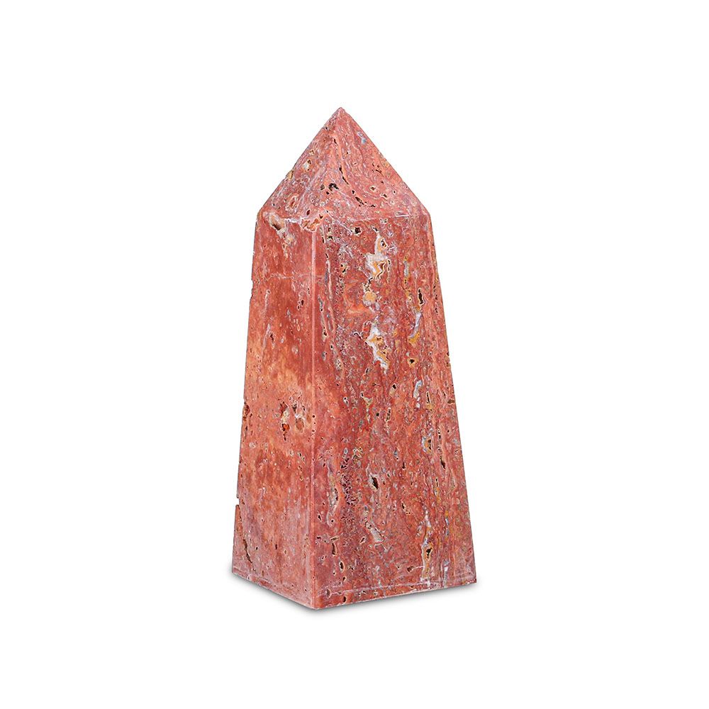 Fiery marble sculpture in angular design