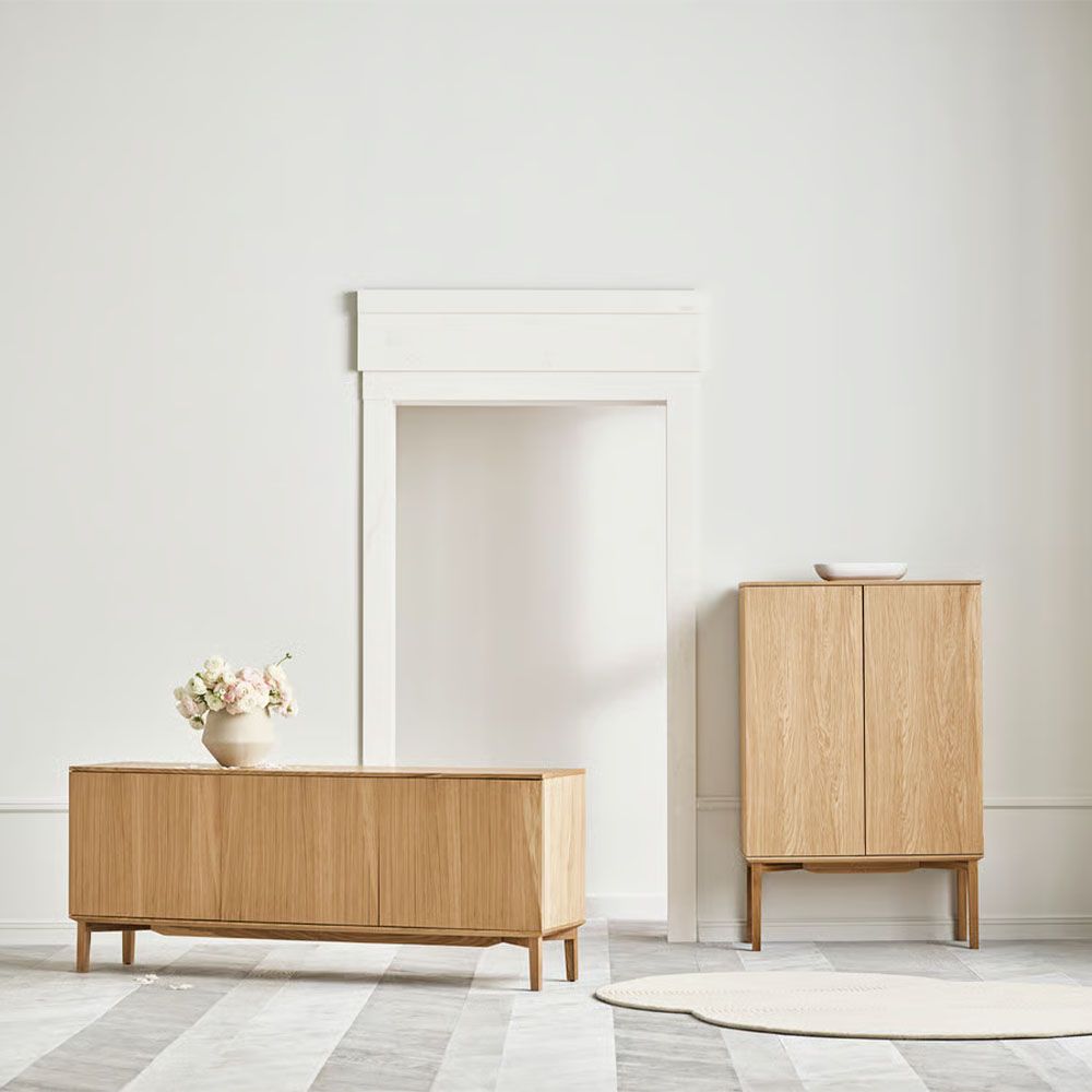 Silent Highboard - White Pigmented Oiled Oak
