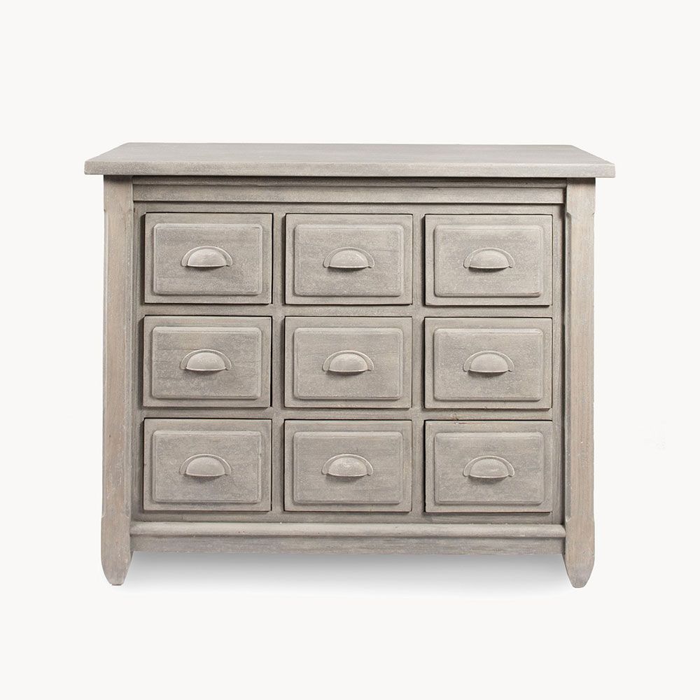 A sophisticated chest of drawers crafted from recycled white pine wood