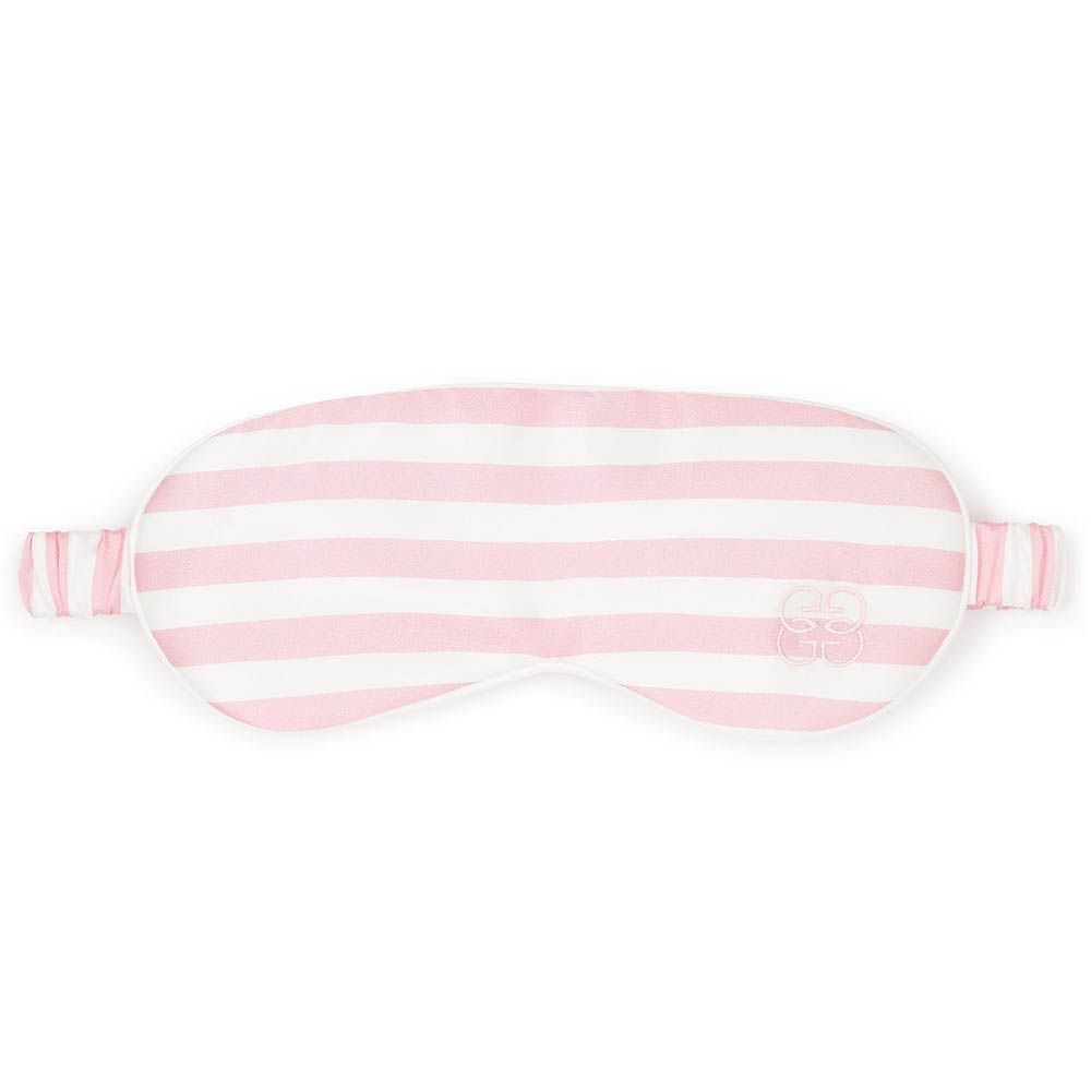 Pink and ivory stripe travel sleeping mask