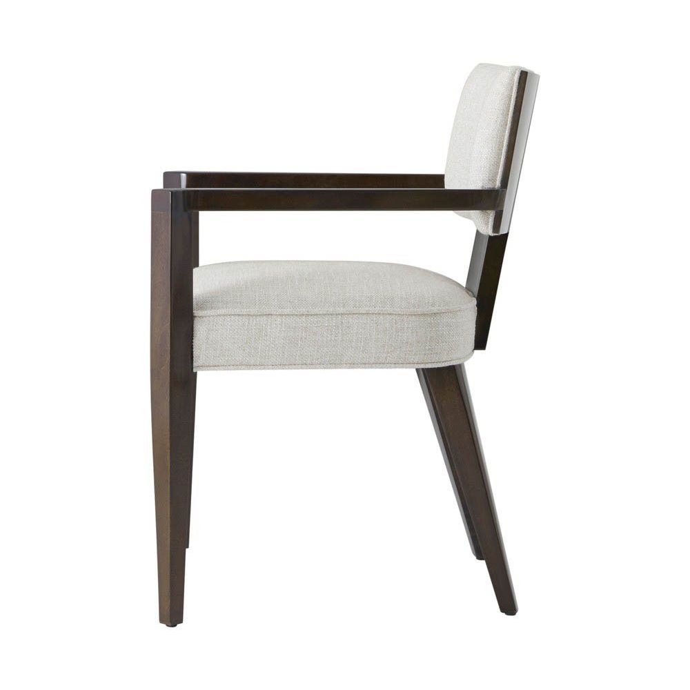 Dining armchair with dark wood frame and upholstered seat and back cushion