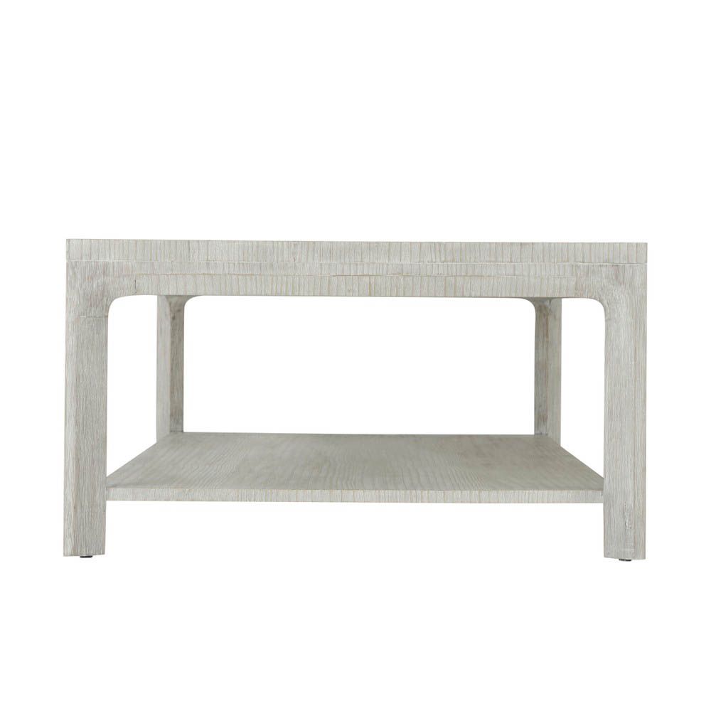 Wooden rectangular coffee table with lower shelf