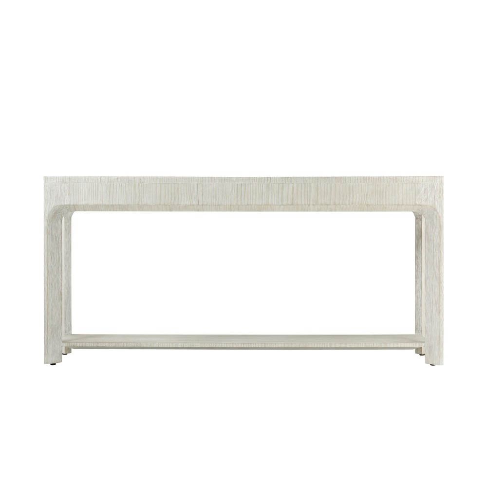 Elegant white wood console table with two frieze drawers